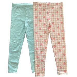 Rococo Set of 2 Checkered Plaid Patterned & Turquoise Cotton Leggings